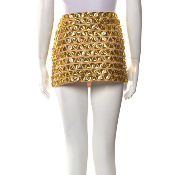Givenchy Yellow Crystal Embellishment Mini Skirt - Picture 3 of 3